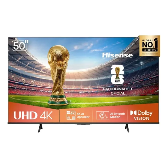 Smart TV Hisense 4K 50" Polegadas 50A6NV com Dolby Vision, HDR10, HLG, Dolby Gaming, Film Maker, DTS Virtual X, Compatibilidade Alexa e Google Home