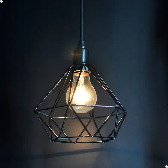 Lustre Pendente Aramado Diamante Preto Pendente Teto