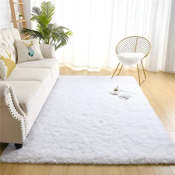 Tapete Felpudo 2,00x1,50 Luxuoso Sala Shaggy Casa Laura Enxovais Branco Atacado
