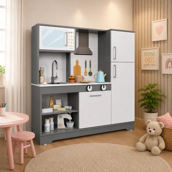 Cozinha Brincadeira Feliz Com Micro Ondas Geladeira Forno