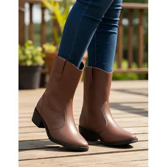 Bota Vicerinne Feminino Cano Médio Western Texana Boiadeira