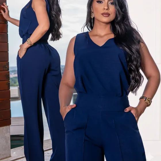 Conjunto Alfaiataria Feminino Moda Social Lycra Pantalona