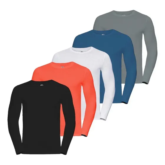 Kit 5 Camiseta Manga Longa Masculina Básica Segunda Pele Fit