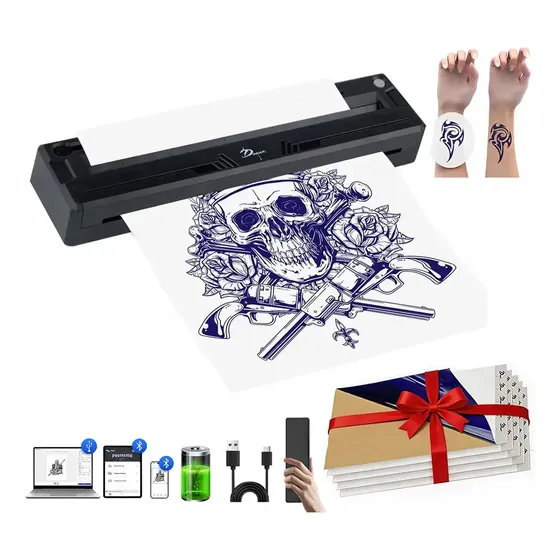 Impresora Termica Tattoo Printer Bluetooth Com 20un De Papel 1500mah Impressora Tattoo Impressora Para Decalque Tatuagem