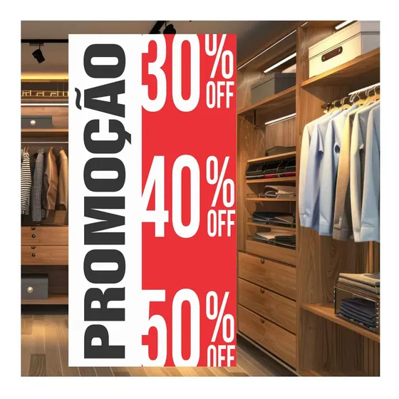 Adesivo Liquidação Para Vitrine Promoção 50% Off Grande R123