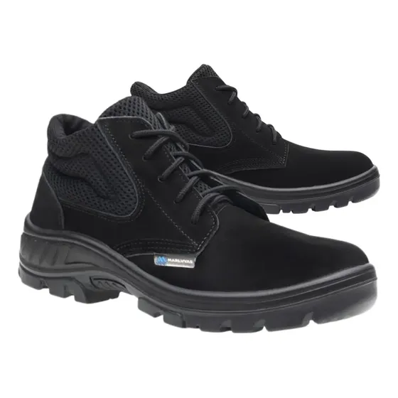 Bota Botina Segurança Marluvas 95b26 Bico Pvc Couro Nobuck
