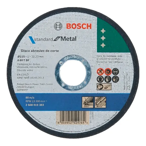 Disco de corte Bosch 2608619383 115mm x 1mm cor preto 50 unidades