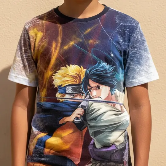 Queima De Estoque Camisa Camiseta Naruto Sasuke Konoha Rival