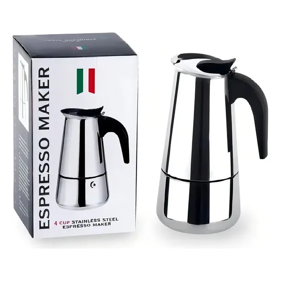 Cafeteira Italiana Espresso Aço Inox 4 Xicara Filtro Termica Cor Prateado