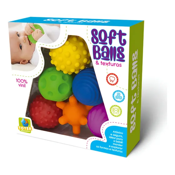Kit 6 Bolas Sensorial Tátil Soft Balls Bebe Vinil Montessori