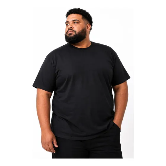Camiseta Masculina Básica Algodão Lisa Plus Size Até G8