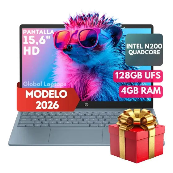 Hp Azul Pentium N200 128gb Ufs 4gb Ram Tela 15.6 Hd Intel Uhd Graphics inclui Windows 11 instalado Blue Fd0082 Com Presente