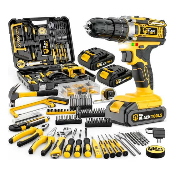 Furadeira Impacto 2 Bateria 21v + Kit Combo Maleta 147 Peças