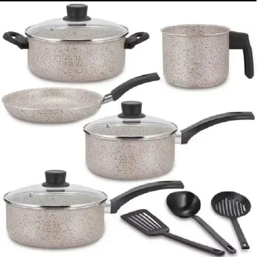 Jogo De Panela Antiaderente Conjunto Caçarola Kit 8 Peças Baunilha