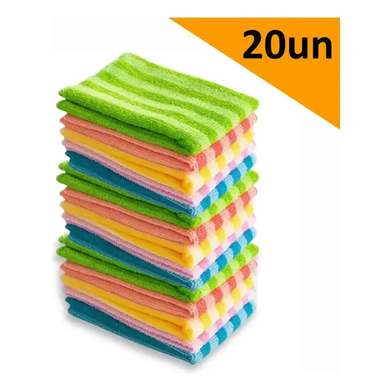 Kit 20 Panos De Limpeza Microfibra Super Absorvente Multiuso