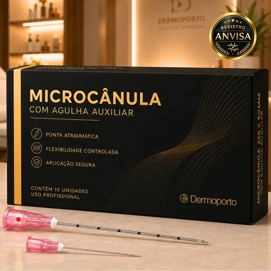 MICROCÂNULA 18G X 100MM COM AGULHA PERTUITO DERMOPORTO | CX C/ 10 UNIDADES | PREENCHIMENTO | HARMONIZAÇÃO | SEMI FLEXÍVEL | GRADUADA | ANVISA