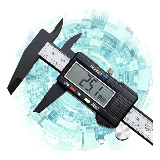 Paquímetro Digital De Alta Precisão Ferramenta De Medição Profissional 150mm (6 Polegadas) + 2 Baterias