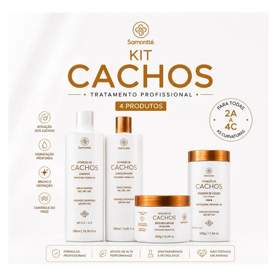 S'amontté Ativador De Cachos Kit 4 Passos - Definição Cachos
