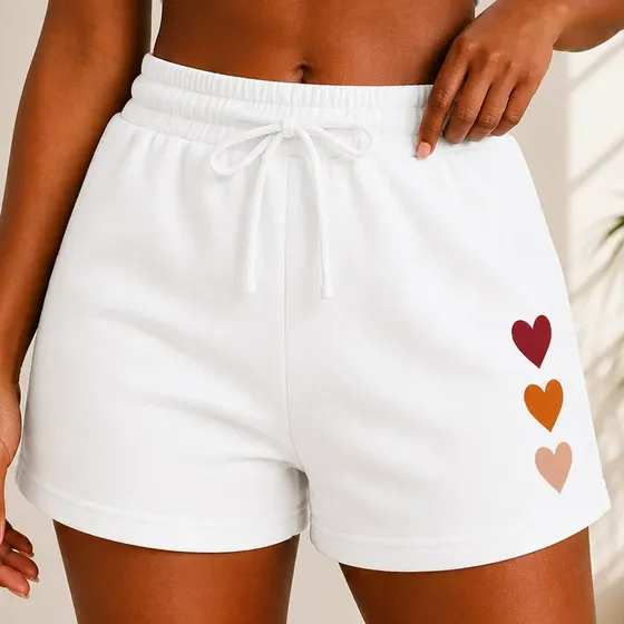 Short Moletom Feminino Casual Conforto Básico 3 Corações