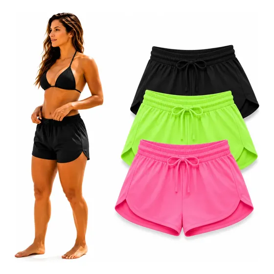 Shortinho Feminino Moda Praia Piscina Short Tactel Verão