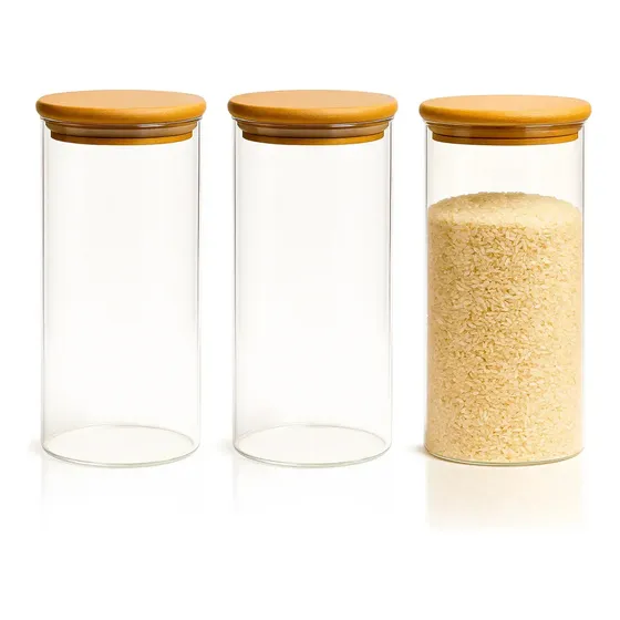 Pote Para Alimentos Hermético Casa Fayda 950ml Transparente - Kit Com 3 Unidades
