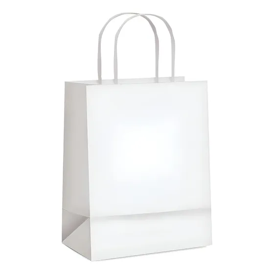 50 Unidades De Sacola De Papel Branca P 21,5x15x8cm - Cromus Branco Branco