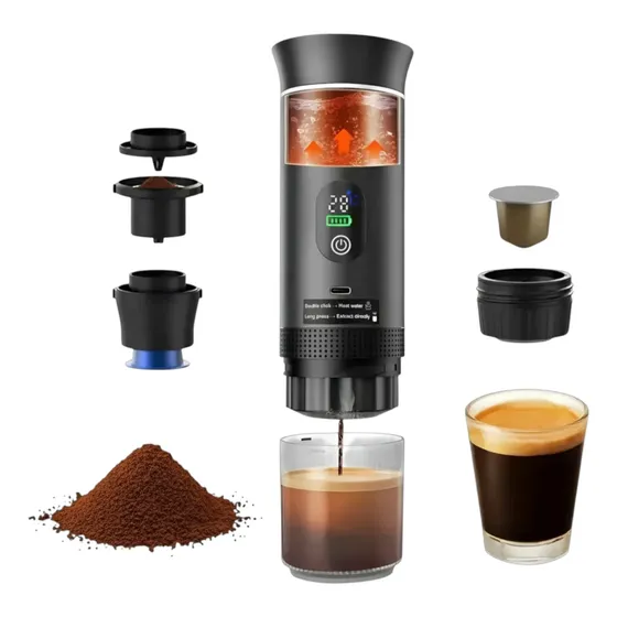 Mini Cafeteira Elétrica Para Viagem Cápsula E Pó 3 Em 1