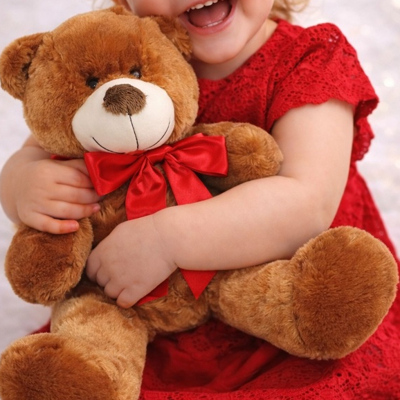 Urso de Pelúcia Fofinho  Leo 50 Laço de Cetim Varias Cores Antialérgico Brinquedo Roupa de bebe