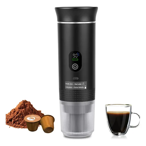 Cafeteira Elétrica Portátil Display Digital Cápsulas E Pó