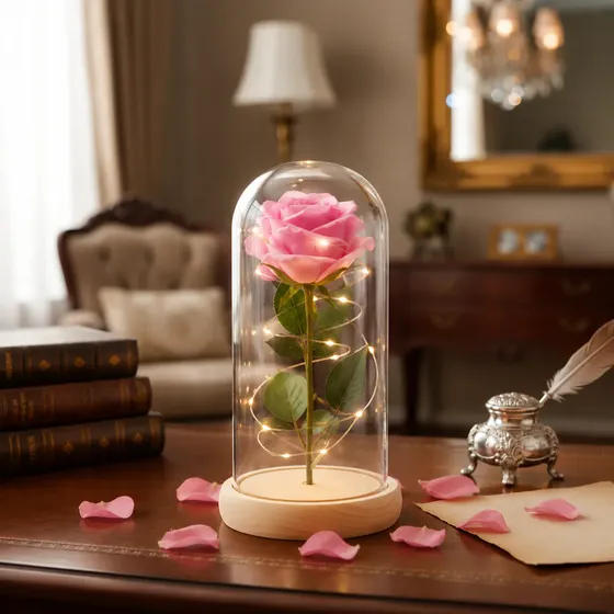 Rosa Encantada Bela E A Fera Led Presente Barato Oferta