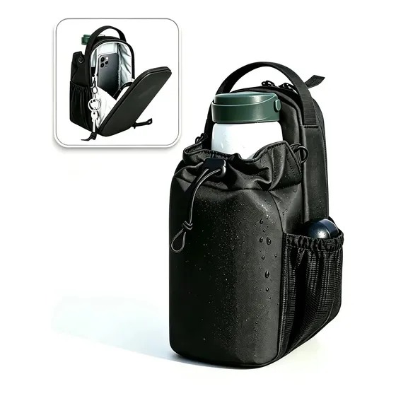 Bolsa Magnética Imã Porta Garrafinha Celular Para Academia Cor Preto Lisa