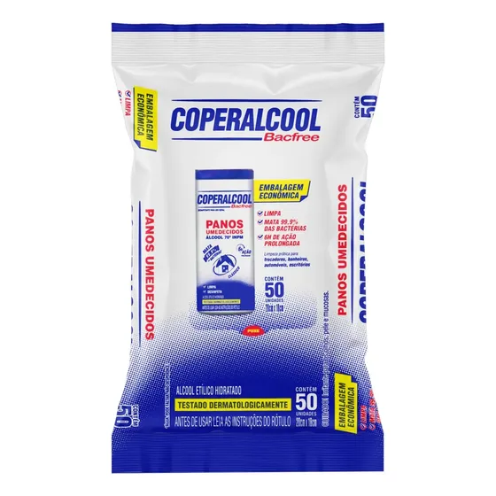 Toalhetes Desinfetantes Coperalcool Bacfree Álcool 70° Inpm