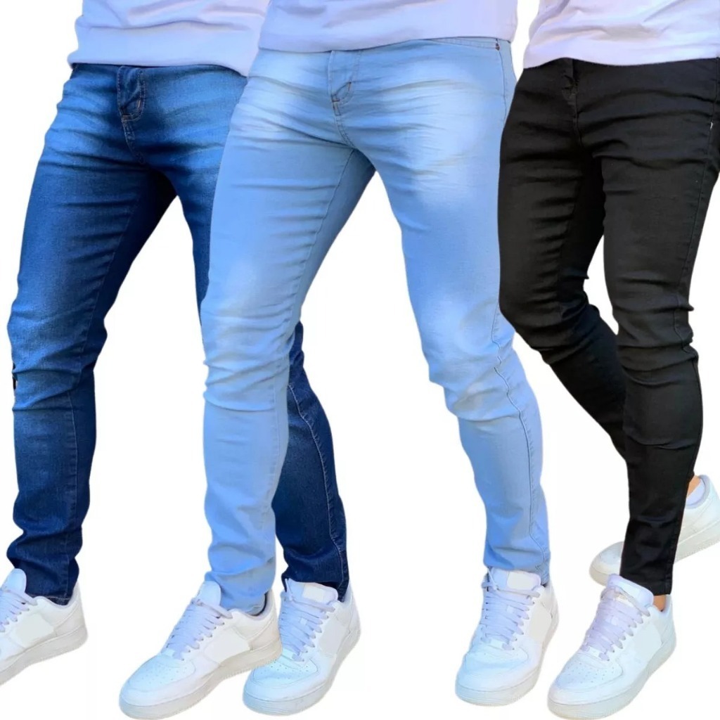 KIT calças jeans masculina com lycra estica muito linha premium promoção envio imediato NF