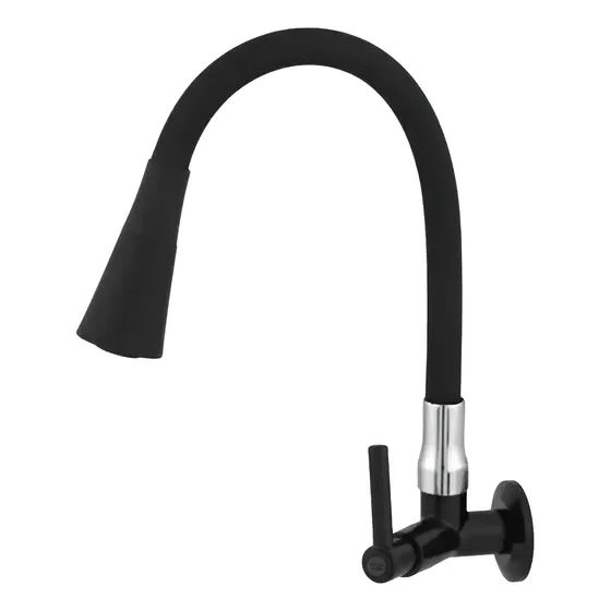 Torneira Cozinha Parede Preta Gourmet Flexivel 2 Jatos Cone