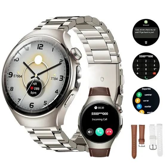 Jiditech Relógio Inteligente Smartwatch Watch5plus, Tela HD 1,53" com Luz, Chamadas Bluetooth, Ligar ao Levantar o Pulso, IP67, Vibração, Notificações, Assistente de Voz, Para Homens e Mulheres