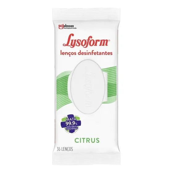 Lenços Umedecidos Desinfetantes Lysoform Citrus Desinfetante de Uso Geral 36 unidades