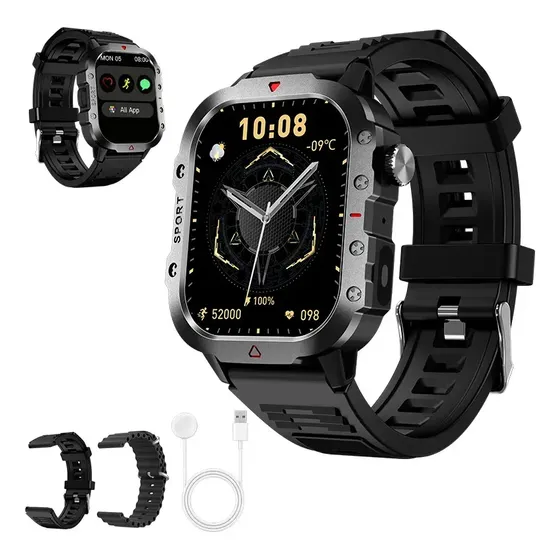 Smartwatch WGP H11 Relógio Inteligente Bluetooth 5.3, Tela IPS TFT 2,01", Rastreamento GPS Esportivo, Monitoramento Completo de Saúde, Compatível Android iOS