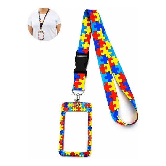 Porta Cracha Vertical para Autista Quebra Cabeça