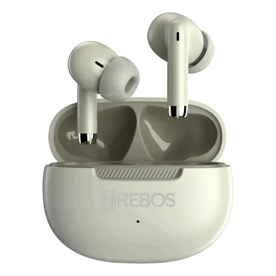 Fone De Ouvido S/Fio Bluetooth EB-400 Earbuds Hrebos Branco