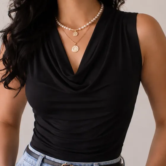 Blusa Feminina Regata Gola Boba Multiforma Social Casual