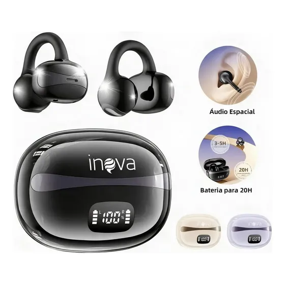 Fone De Ouvido Bluetooth Clip-ear Ajustável Controle Táctil