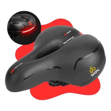 Banco Bike Selim Grande Para Bicicleta Super Comfort Molas Vazado Gel Tech Com Refletor Spinning Mtb Confortável Resistente Cor Preto Sign