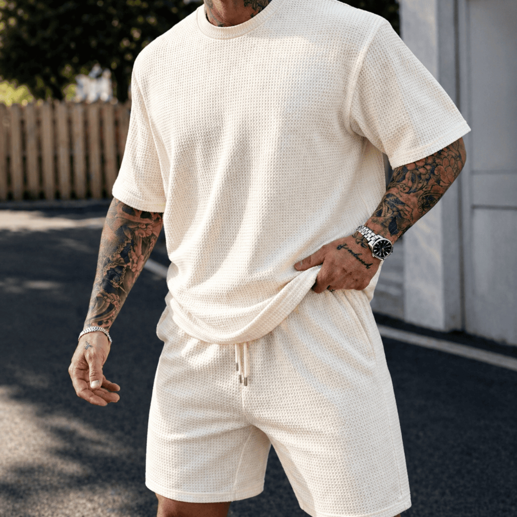 Conjunto Masculino Camiseta e Bermuda Texturizado Lançamento - Tecido Premium