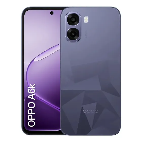 Smartphone OPPO A6k 256GB 4GB Física e 8GB RAM Virtual Bateria 6100 mAh Câmera AI 50MP NFC Violeta