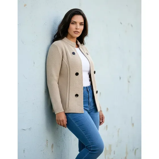 Blusa De Frio Tricot Feminina Casaco Com Botão Suéter De Lã