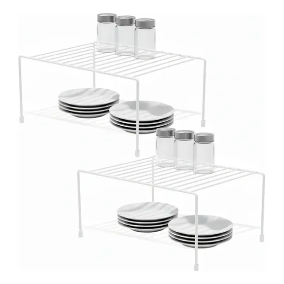 Kit 2 Organizador Armário Cozinha Prateleira Estante Suporte Branco