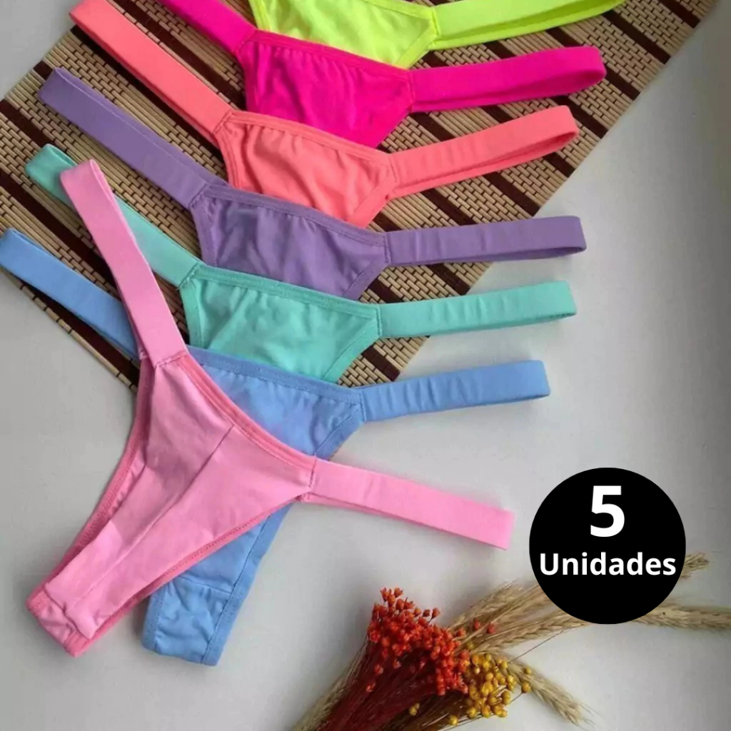 Kit C/5 Calcinha Fio Dental Fio Duplo Calcinha Feminina Lingerie Sensual