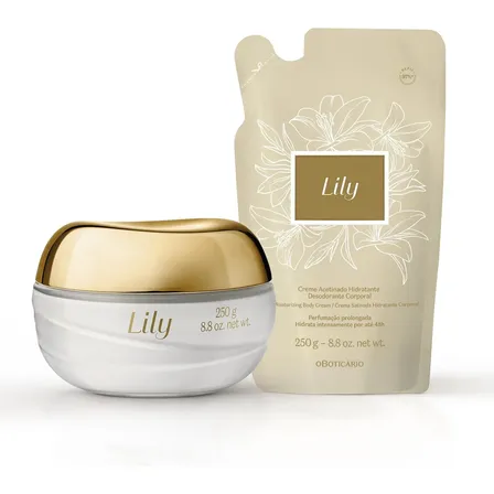 Combo Creme Acetinado Hidratante Desodorante Corporal Lily + Refil 200g