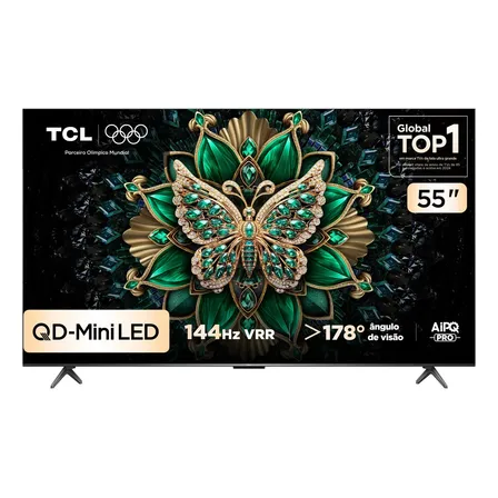 Smart Tv Tcl 55 Polegadas Qd-Mini Led 4k C6k Wifi Bluetooth Google Tv 4 Hdmi 144hz Hdr10+ 55c6k