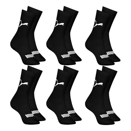 6 Pares Meias Puma Cano Médio Alto Atoalhada Academia Sport